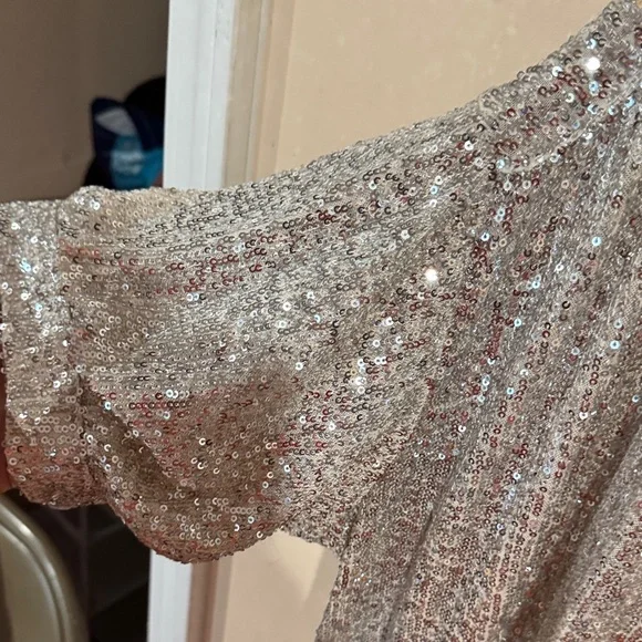 Everly Silver Sequin Dress - Picture 3 of 10